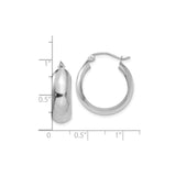 10k White Gold Hoop Earrings, Polished Finish, Hinged Snap Closure, Minimalist Design for Women