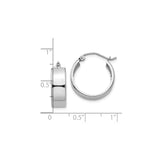 10k White Gold Hoop Earrings, Classic Polished Wide Band, Smooth Minimalist Design