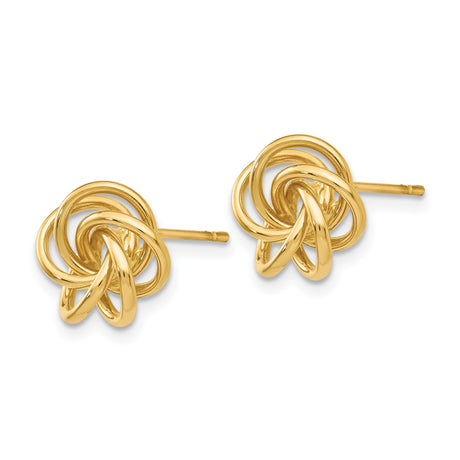 10K Yellow Gold Love Knot Stud Earrings Intertwined Design