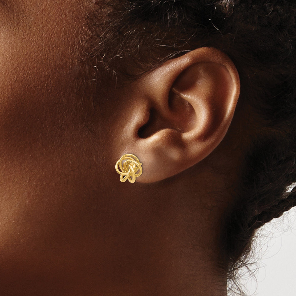 10K Yellow Gold Love Knot Stud Earrings Intertwined Design