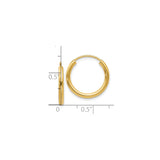 10k Yellow Gold Hoop Earrings, Classic Round Polished Lightweight Design for Women