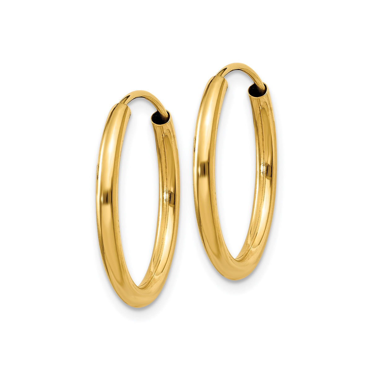 10k Yellow Gold Hoop Earrings, Polished Round Lightweight Design with Hinged Clasp, Minimalist Style