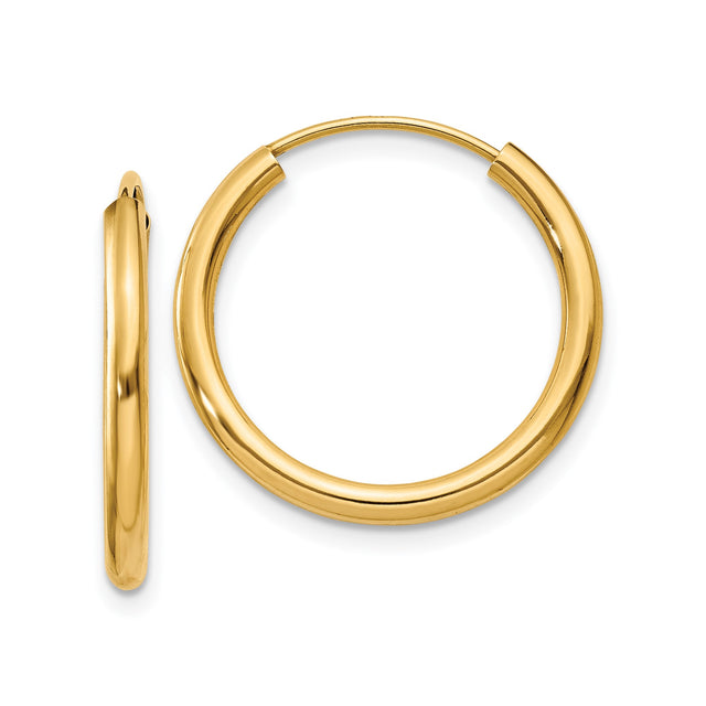 10k Yellow Gold Hoop Earrings, Polished Round Lightweight Design with Hinged Clasp, Minimalist Style