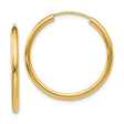 10k Yellow Gold Hoop Earrings, Classic Round Polished Design, Lightweight Endless Style for Women