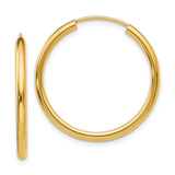 10k Yellow Gold Hoop Earrings, Classic Round Polished Design, Lightweight Endless Style for Women