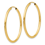 10k Yellow Gold Hoop Earrings, Classic Polished Round Design, Lightweight Medium Size