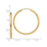 10k Yellow Gold Hoop Earrings, Classic Polished Round Design, Lightweight Medium Size