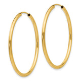 10k Yellow Gold Hoop Earrings, Classic Polished Round Lightweight Design