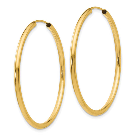 10k Yellow Gold Hoop Earrings, Classic Polished Round Lightweight Design