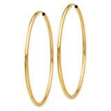 10k Yellow Gold Hoop Earrings, High-Polish Round Tube Design, Lightweight Minimalist Style for Women
