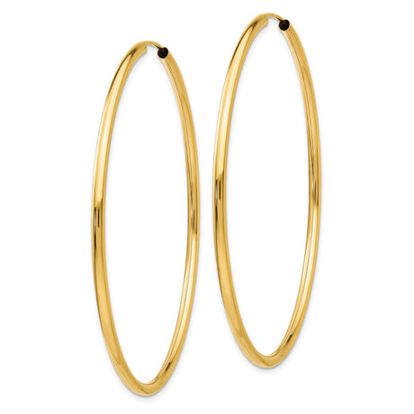 10k Yellow Gold Hoop Earrings, High-Polish Round Tube Design, Lightweight Minimalist Style for Women