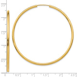10k Yellow Gold Hoop Earrings, High-Polish Round Tube Design, Lightweight Minimalist Style for Women