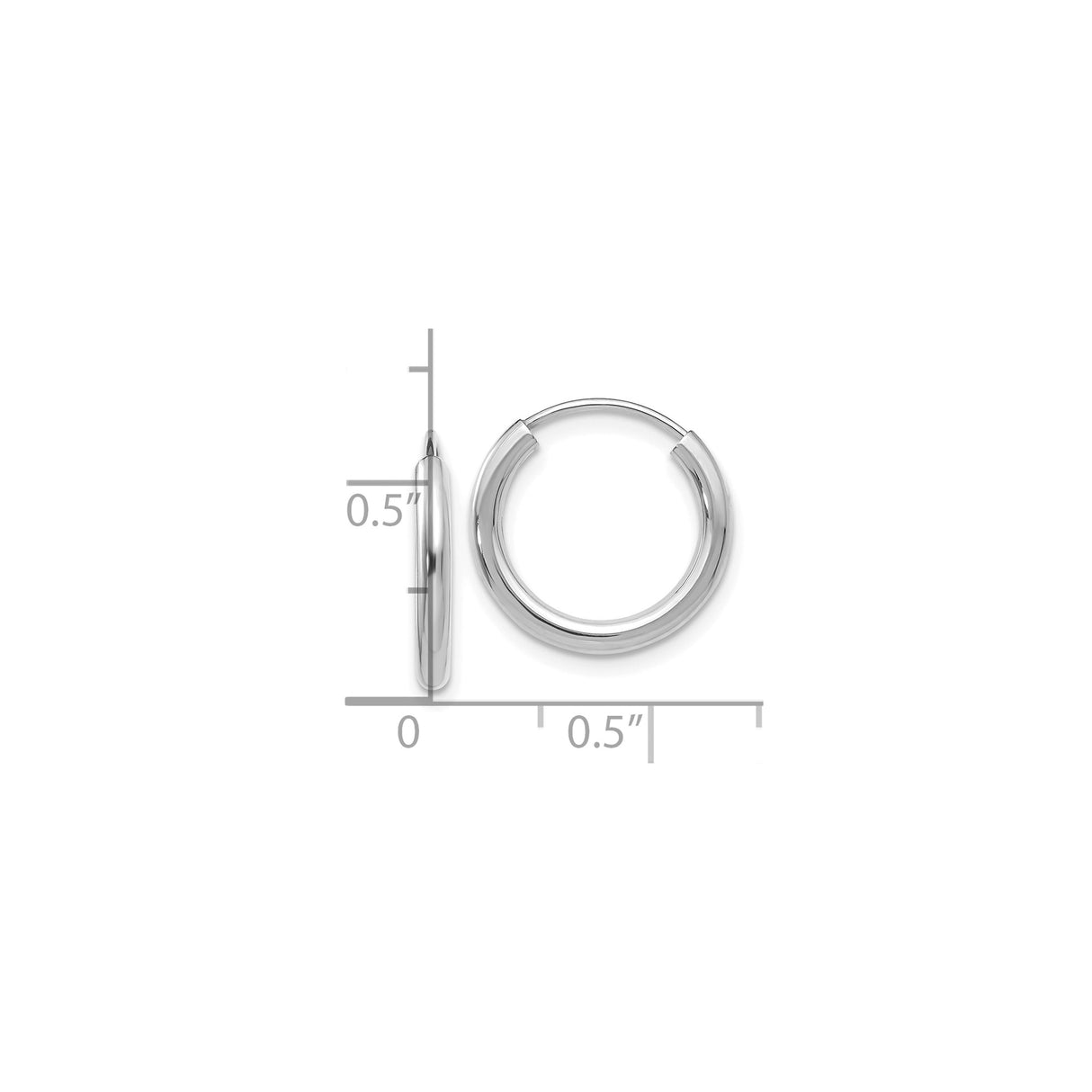 10k White Gold Hoop Earrings, Polished Endless Classic Hoops, Lightweight Minimalist Jewelry
