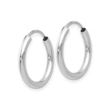 10k White Gold Hoop Earrings, Polished Endless Round Design, Minimalist Unisex Style