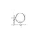 10k White Gold Hoop Earrings, Polished Endless Round Design, Minimalist Unisex Style