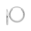 10k White Gold Hoop Earrings, Polished Endless Round Design, Minimalist Unisex Style