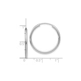 10k White Gold Hoop Earrings, Medium Polished Endless Hoops, Minimalist Classic Style for Women