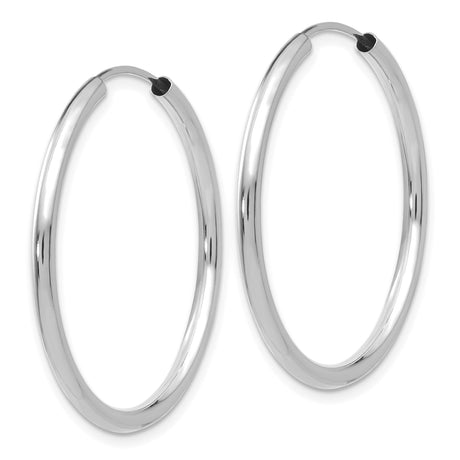 10k White Gold Hoop Earrings, Small Polished Endless Hoops with Minimalist Design