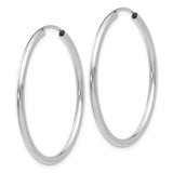 10k White Gold Hoop Earrings, Large Polished Round Hoops with Smooth Finish, Lightweight Style for Women