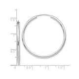 10k White Gold Hoop Earrings, Large Polished Round Hoops with Smooth Finish, Lightweight Style for Women