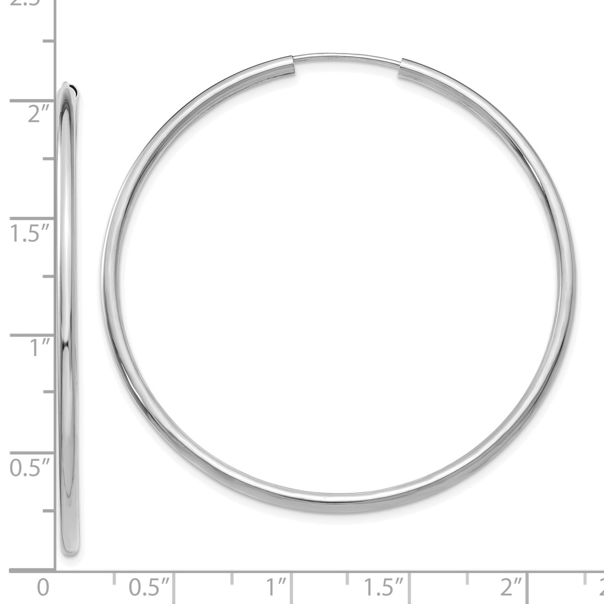 10k White Gold Hoop Earrings, Polished Finish Minimalist Endless Design for Women