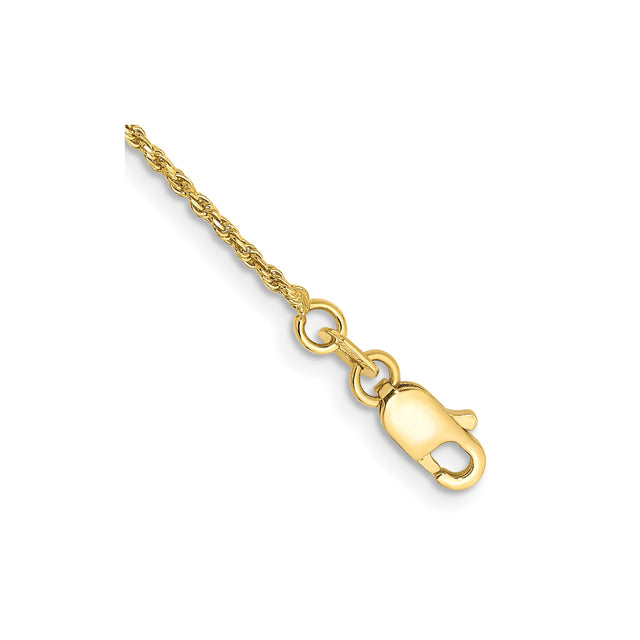 10K Yellow Gold 1.15 mm Rope Chain Bracelet, Polished