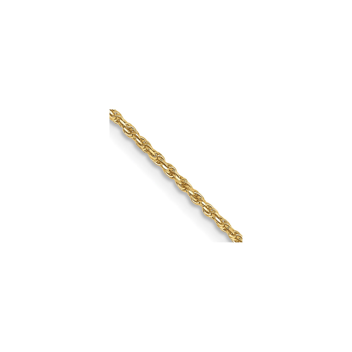 10K Yellow Gold 1.15 mm Rope Chain Necklace, Polished detail view