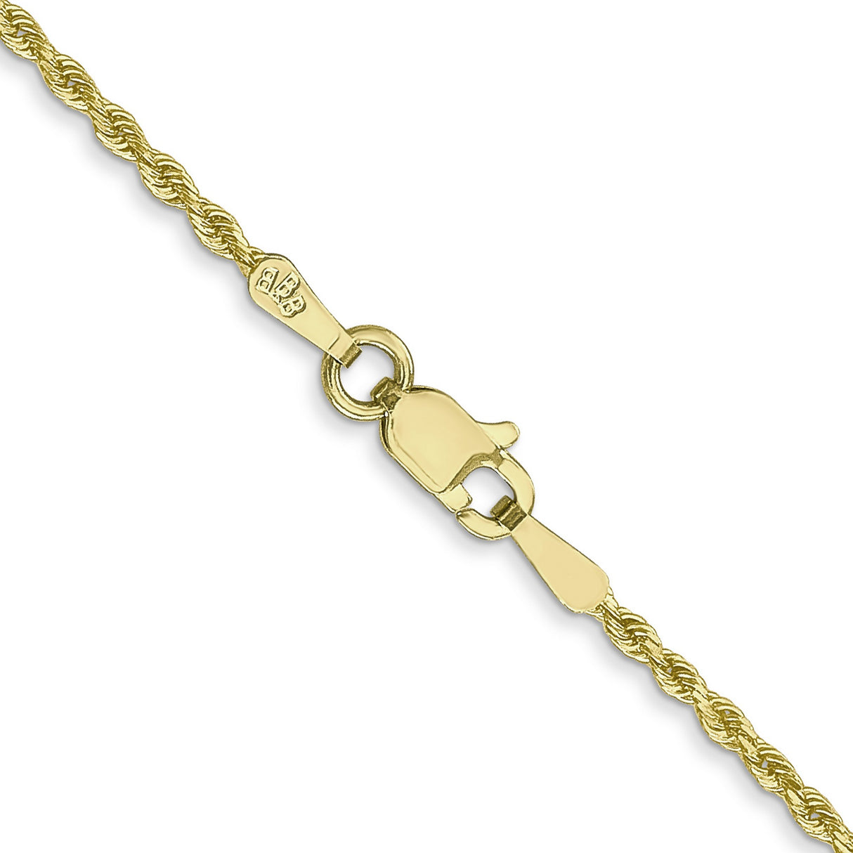 10K Yellow Gold 1.5 mm Rope Chain Necklace, Polished alternate angle