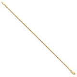 10K Yellow Gold 1.5 mm Rope Chain Anklet, Polished