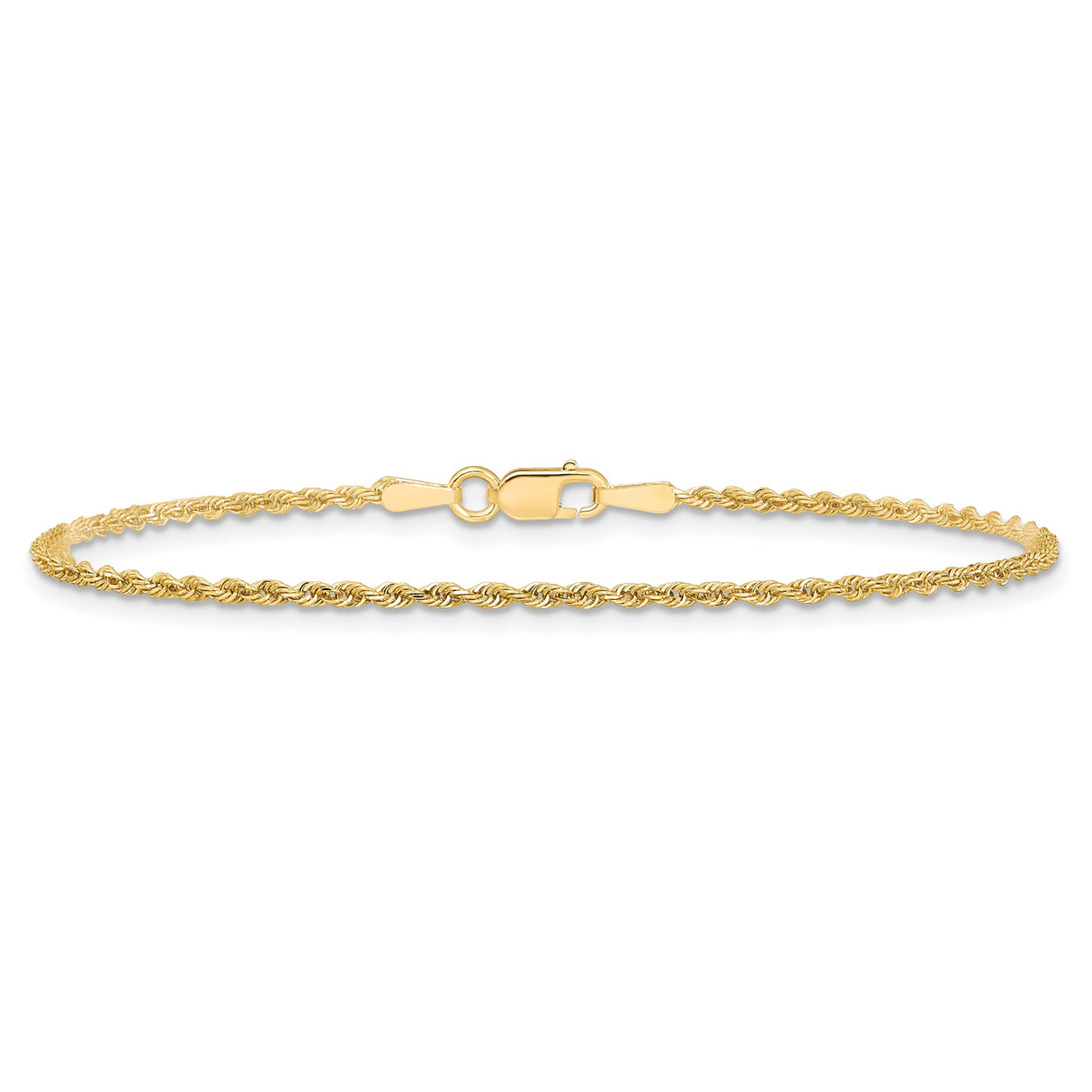 10K Yellow Gold 1.5 mm Rope Chain Anklet, Polished alternate angle