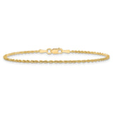 10K Yellow Gold 1.5 mm Rope Chain Anklet, Polished alternate angle