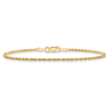10K Yellow Gold 1.5 mm Rope Chain Anklet, Polished alternate angle
