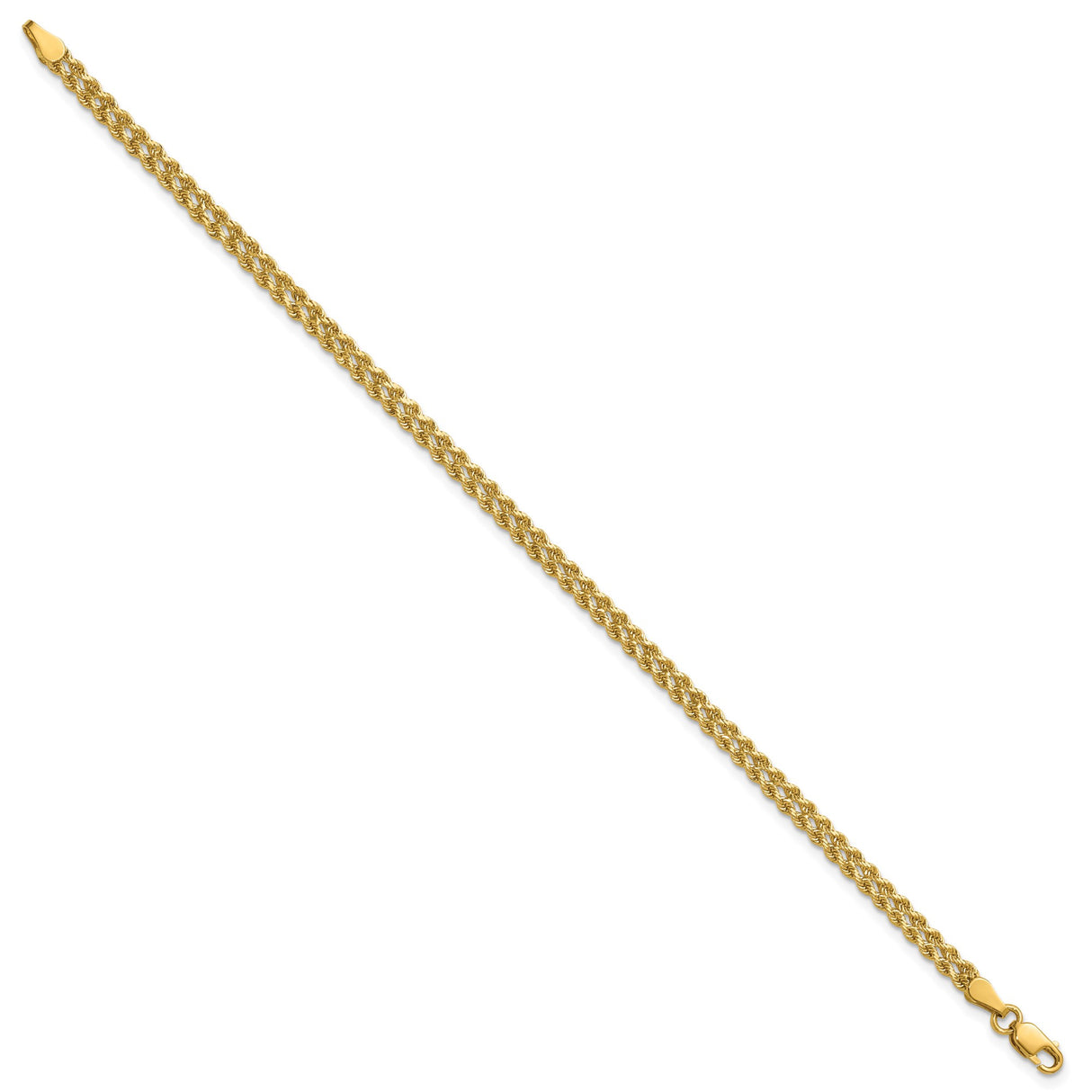 10K Yellow Gold 3 mm Rope Chain Bracelet, Polished