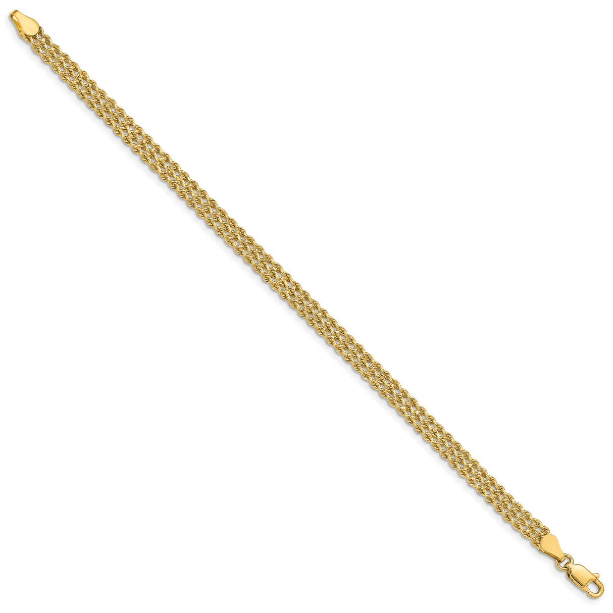 10K Yellow Gold 4.5 mm Rope Chain Bracelet, Polished