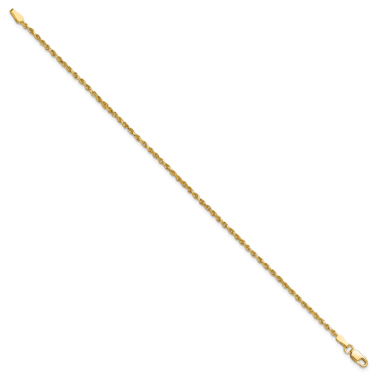 10K Yellow Gold 1.75 mm Rope Chain Anklet, Polished