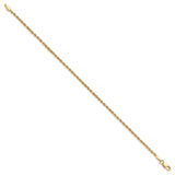 10K Yellow Gold 1.75 mm Rope Chain Anklet, Polished