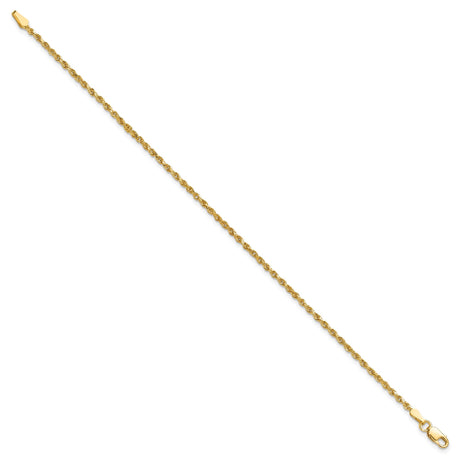 10K Yellow Gold 1.75 mm Rope Chain Anklet, Polished