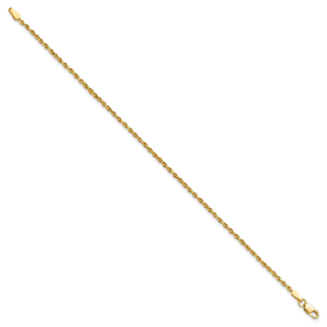 10K Yellow Gold 1.75 mm Rope Chain Anklet, Polished