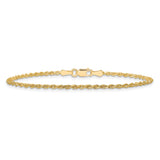 10K Yellow Gold 1.75 mm Rope Chain Anklet, Polished alternate angle