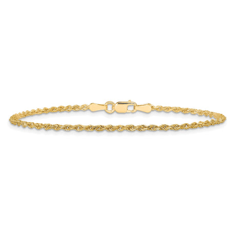 10K Yellow Gold 1.75 mm Rope Chain Anklet, Polished alternate angle