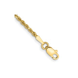 10K Yellow Gold 1.75 mm Rope Chain Anklet, Polished detail view