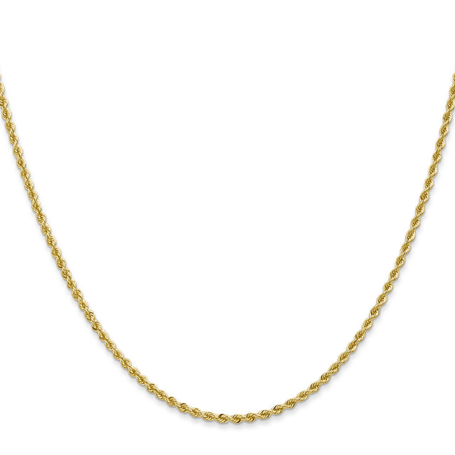 10K Yellow Gold 2 mm Rope Chain Necklace, Polished