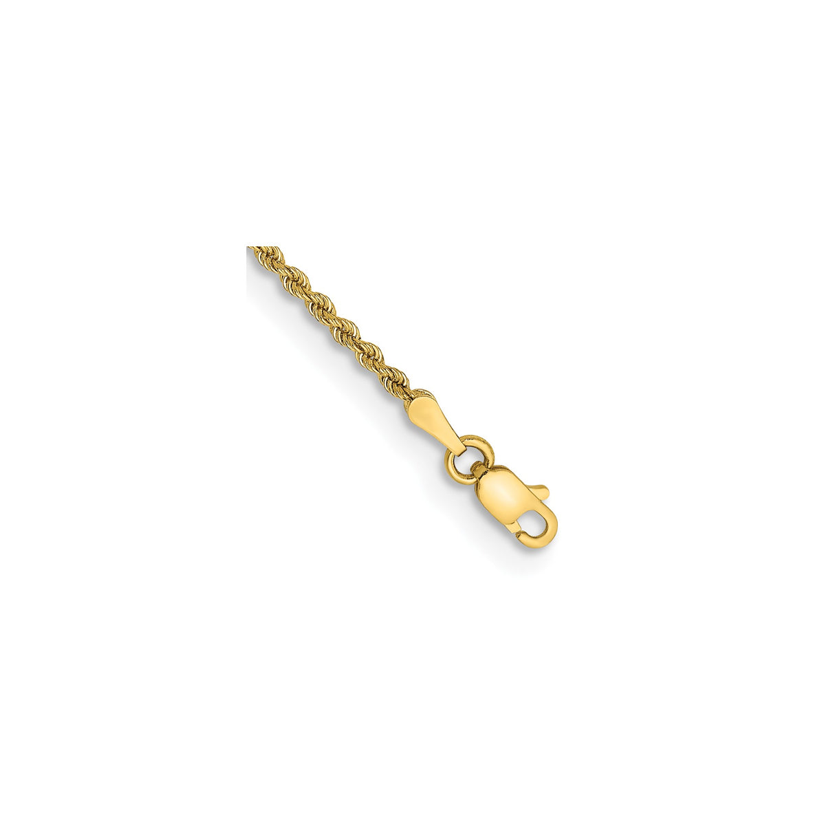 10K Yellow Gold 2 mm Rope Chain Anklet, Polished