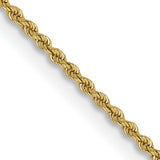 10K Yellow Gold 2 mm Rope Chain Necklace, Polished detail view