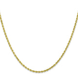 10K Yellow Gold 2 mm Rope Chain Necklace, Polished