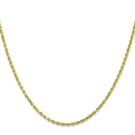 10K Yellow Gold 2 mm Rope Chain Necklace, Polished