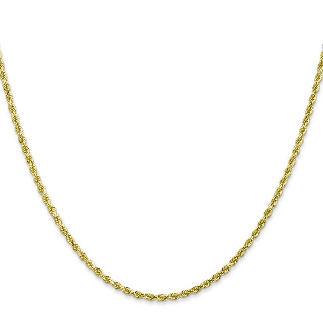 10K Yellow Gold 2 mm Rope Chain Necklace, Polished