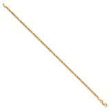 10K Yellow Gold 2 mm Rope Chain Bracelet, Polished