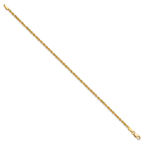 10K Yellow Gold 2 mm Rope Chain Bracelet, Polished