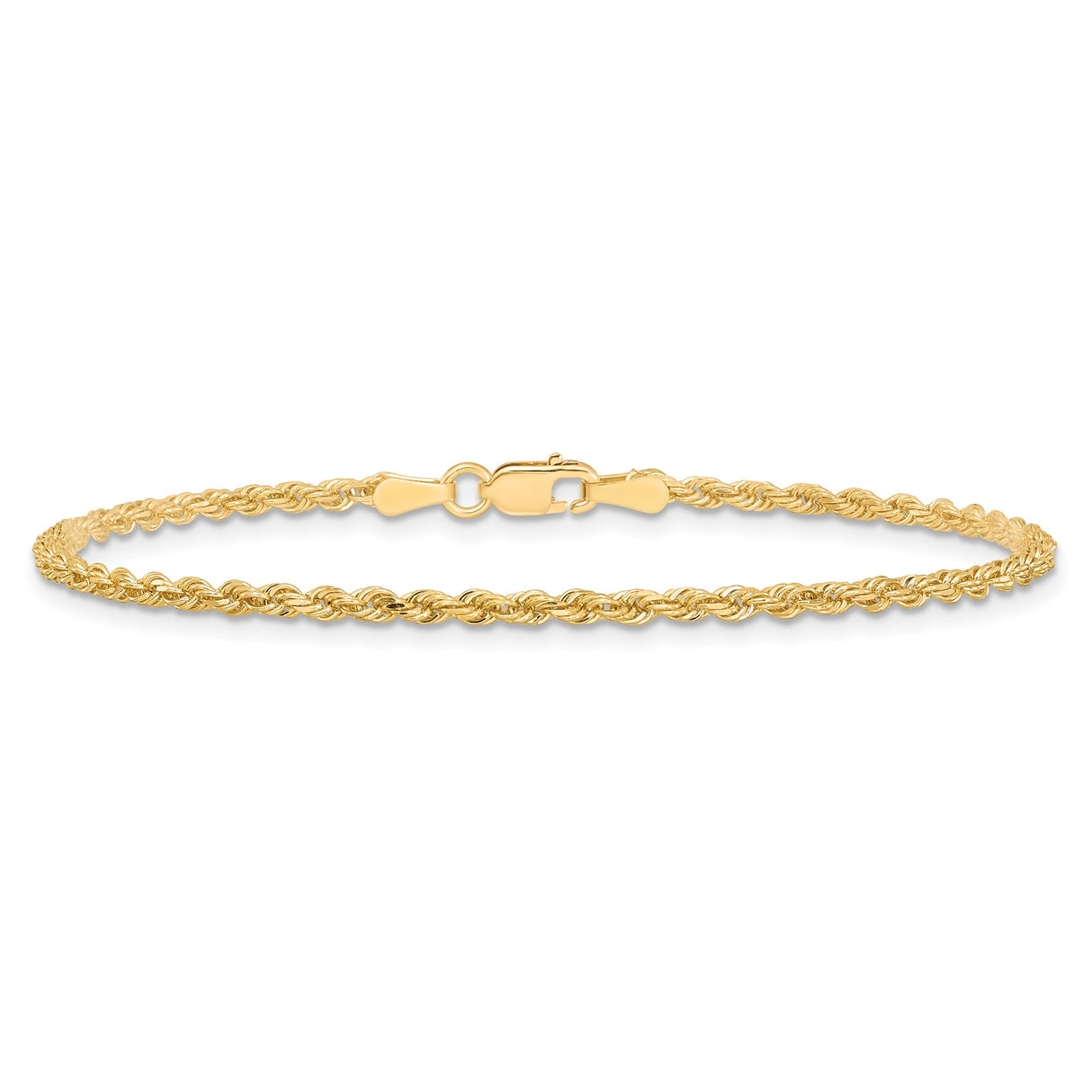 10K Yellow Gold 2 mm Rope Chain Anklet, Polished alternate angle